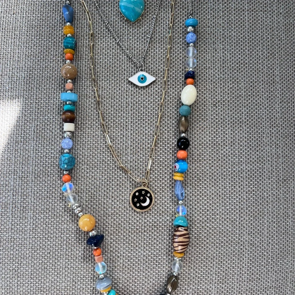Free People multi strand Evil Eye Necklace featuring six necklaces in one! - Picture 2 of 10